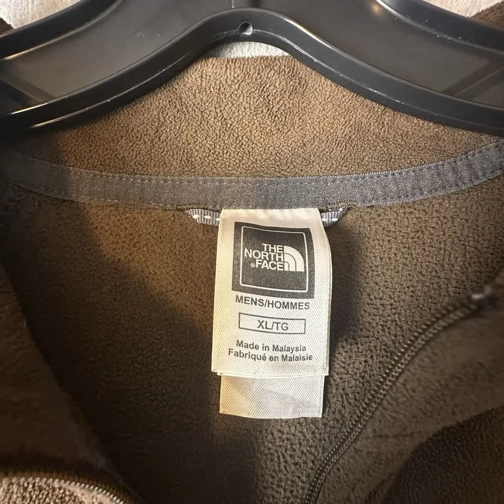 The North Face Men's XL Brown/Gray Colorblock 1/4 Zip Mock Neck Fleece Logo